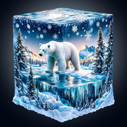 Wooden Puzzle for Adults-Wooden Puzzle Unique Shape Advanced Frozen Polar Bears Wooden Jigsaw Puzzle for Adult, Wood Puzzles,Challenge Wooden Jigsaw Puzzle(M-11.4 * 10.1in 185pcs)