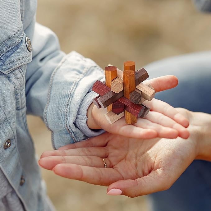 Sharp Brain Zone Wooden Brain Teaser Puzzles for Adults & Kids (Lock-a-Ball Puzzle)