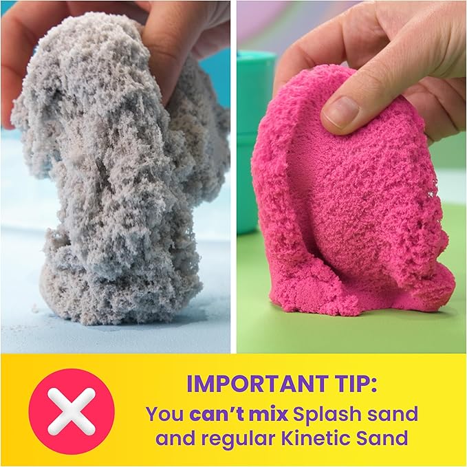 Kinetic Sand, Splash Starter Case with 6oz Color-Change Play Sand, 3 Tools & Molds, Reusable Storage, Sensory Toys for Kids Ages 3 and up