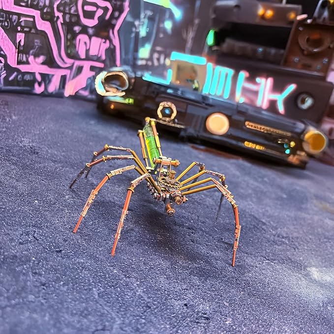 Metal Insect Bug Sculpture Steampunk Mechanical Insect Clockwork 3D Steampunk Metal Puzzle Kits for Adults (Mechanical Spider A)