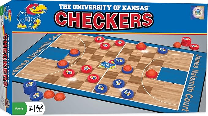 MasterPieces Family Game - NCAA Kansas Jayhawks Checkers - Officially Licensed Board Game for Kids & Adults