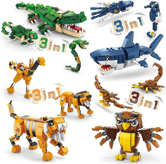Creator 3 in 1 Animals Building Set, 12 Forest & Sea Figures Toys, Compatible With Lego Collectible Building Toy, Party Favors Gifts for Kids, Boys & Girls 8 Plus Years Old