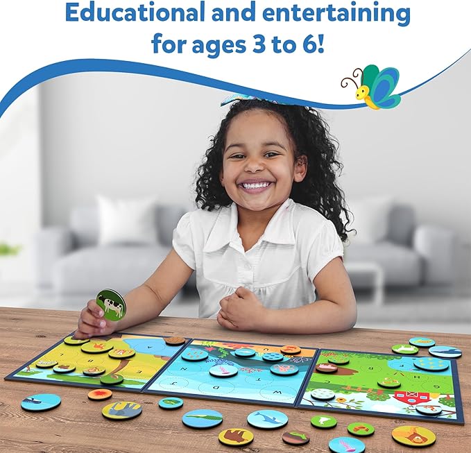 Skillmatics Magnetic Matching Activity - Letters, Numbers & Animals, Preschool Learning Toy & Game for Kids, 35+ Magnetic Pieces, Gifts for Boys & Girls Ages 3, 4, 5, 6