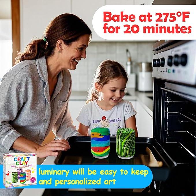 MHMYDIS Make Your Own Clay Luminaries - Arts and Crafts kit for Boys Girls and Teens Age 6 7 8 9 10 11 12 Year Old and up - Creative Clay Lantern Toys for 8-12 Year Olds