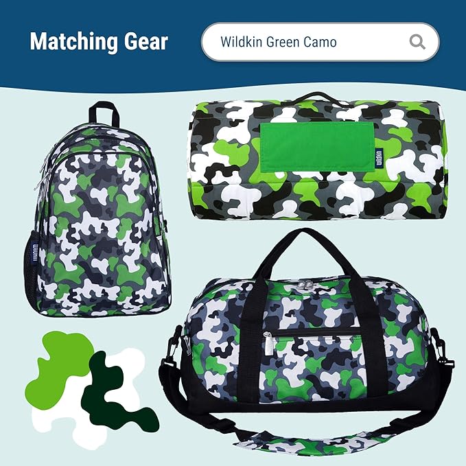 Wildkin Kids Insulated Lunch Box – Durable and Reusable for School & Travel - Green Camo