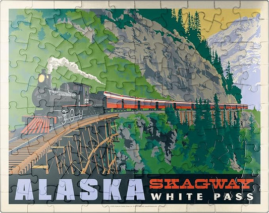 MyPuzzle Alaska: Skagway, Vintage Poster - Premium 100 Piece Jigsaw Puzzle for Adults