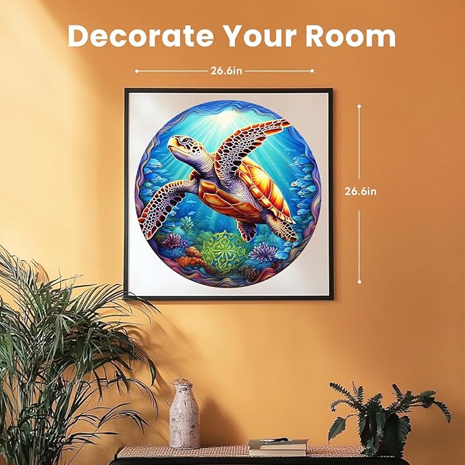 Masseruon 1000 Piece Puzzle for Adults, 26.6 * 26.6in Deep Sea Turtle Puzzle for Adults, 1000 Pieces Jigsaw Puzzles, Adult Puzzles Game, Unique Gift for Women Men