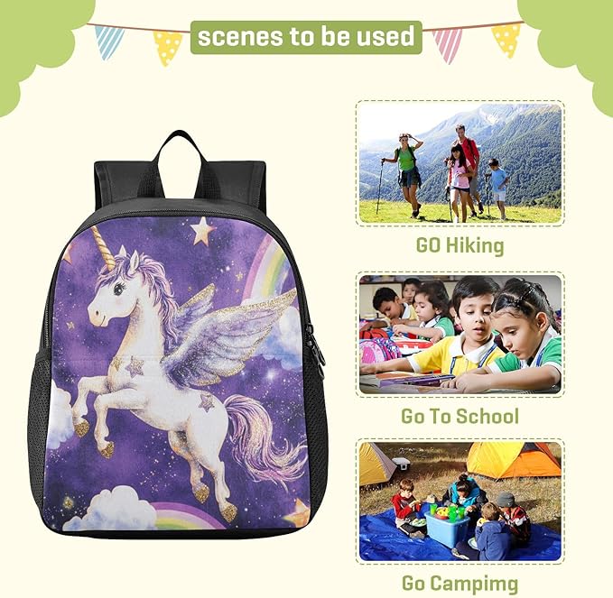 Rainbow Purple Toddler Backpack for Boys Girls 3-6 Preschool Small Backpacks Kids Mini Kindergarten Bookbag for Elementary for School