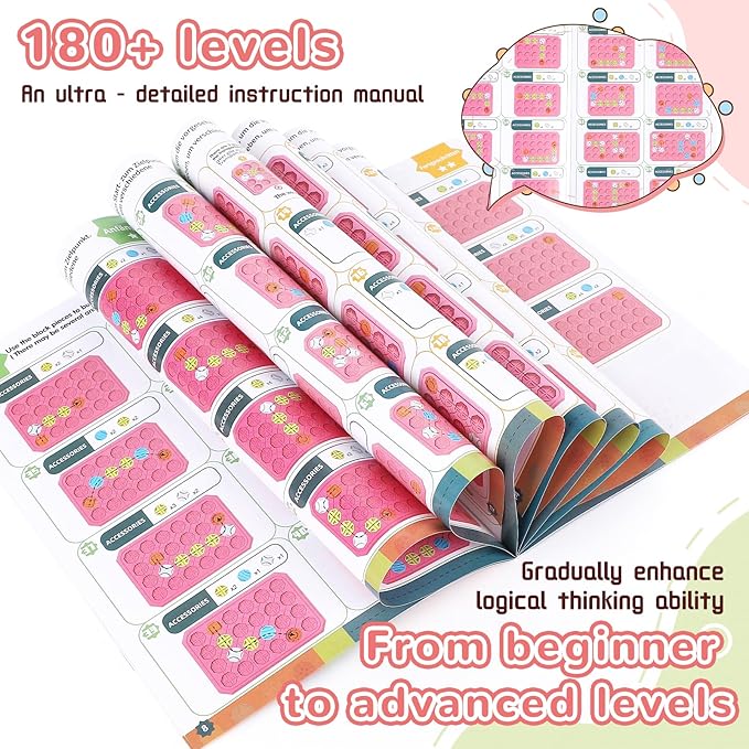 STEM Logic Road Builder Toys: Board Games Toys for 5 Year Old Kids Montessori Brain Teaser Puzzles Educational Learning Activities Toy for Kid Ages 3 4 6-8 12 Boys Girls Gifts (Pink)