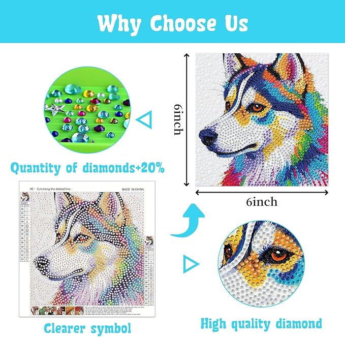 Libfx Diamond Art Kits for Kids 4 PCS Diamond Art for Girls Boys Beginners Arts and Crafts for Kids Ages 8-12 (Tiger Leopard owl Dog)