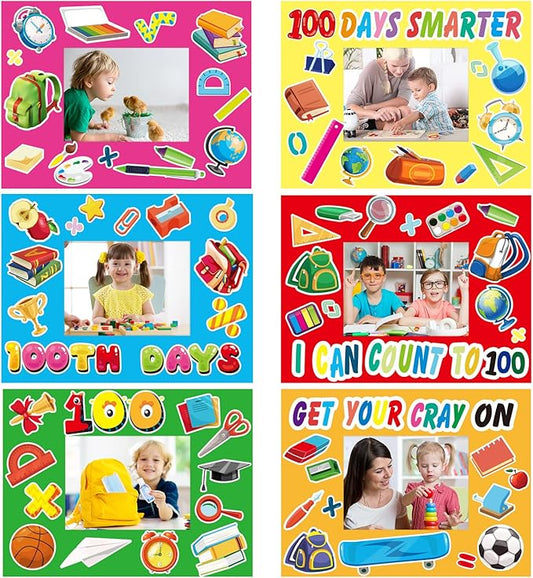 30 Packs 100th Day of School Picture Frame Craft Kits for Kids 100 Days DIY Art Craft 100th Day of School Party Decoration Favor Home Classroom Game Activities