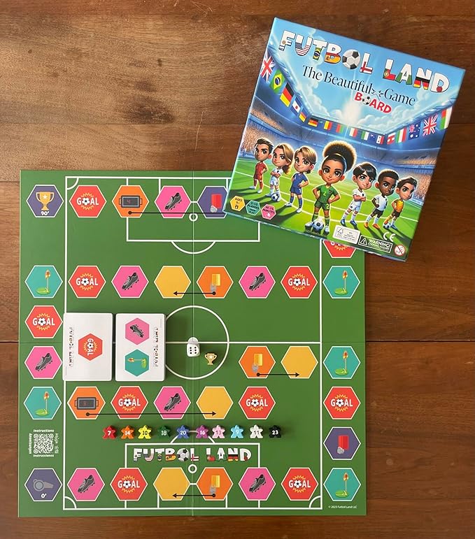 is The Soccer Board Game for Kids and Adults, a Family Board Game for Ages 5+ with 2 to 10 Players, Easy to Setup and Play, Play Individually or as a Team.