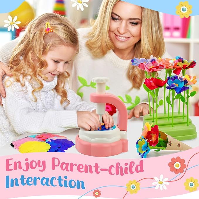 Broytain Fabric Flower Bouquets Toys, DIY Flower Bouquet Craft Kit for Kids, Arts & Crafts Educational Toys for Girls Ages 4–8, Preschool Learning & Birthday Activities