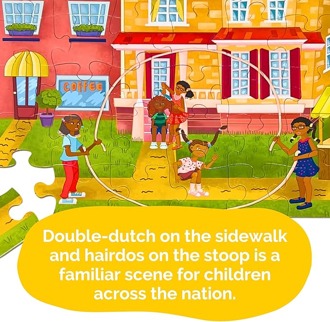 Upbounders® Fun Outside 48-Piece Puzzle for Kids Ages 4 5 6 7 8 | Jumbo Jigsaw Puzzle with Large Pieces & Storage Box | Preschool Puzzle Featuring Black Brown Children at Play