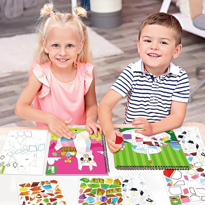 Omgouue 2PCS Easter Day Crafts for Kids Ages 4-8 Sticker Paint Books Includes Eggs Bunny Chick and More Designs Gift Party Create 20 Pictures Sticker Sheets are Separate