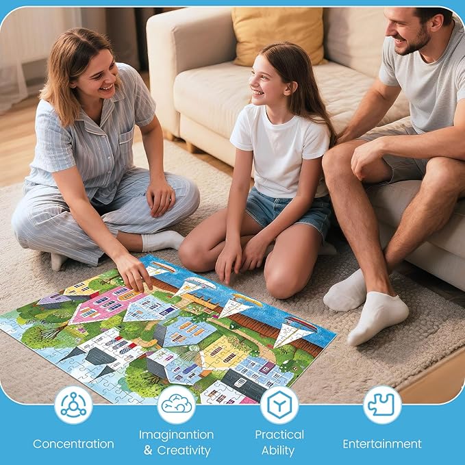 300 Piece Puzzles for Adults, Colorful Coastal Village Puzzles for Adults,Vibrant Sailboats and Cottages 300 Piece Jigsaw Puzzle, Ideal Home Decor Gift for Adults Kids Seniors, 20.5×15 in