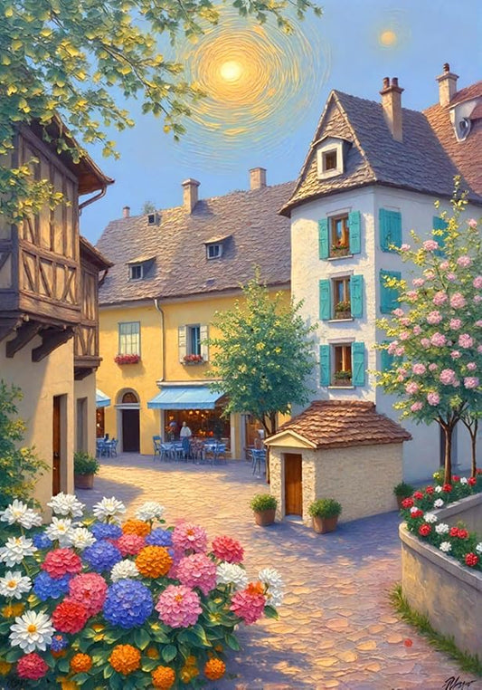 1000 Piece Landscape Puzzle for Adults, Adult Jigsaw Puzzles 1000 Pieces – European Town Art Puzzle for Stress Relief, Framable & Family Bonding (20"x28")