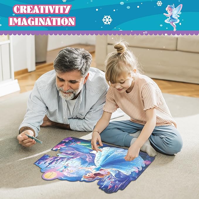 Princess Floor Puzzles for Kids Ages 4-6, 54 Pieces Magical Princess & Castle Floor Puzzles for Kids Girls Ages 3-5, Learning Educational Jigsaw Puzzles Toys Great Gifts