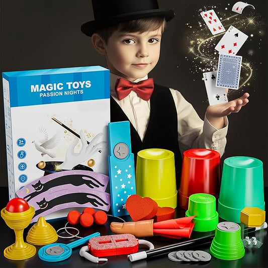 Magic Kit for Kids - 74 Magic Tricks Performance with Manual and Videos, Magic Gift Set for 6+ Years Old Beginner Magicians, Perfect for Halloween Christmas Birthday Parties & Family Fun