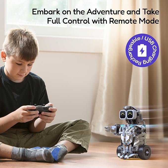 AoHu Robot Building Kit with Remote Control STEM Gifts for Kids Boys Age 8-12, Coding Buildable Dinosaur Technic Robotics Toy Set for Birthday Christmas, Build 5-in-1 Models with 646 Pieces