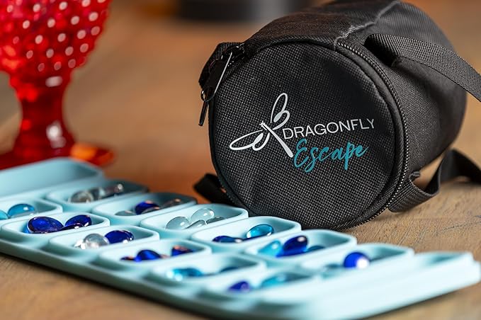 Travel Mancala Board Game Set – Flexible Silicone Roll-Up Board, 50 Stones & Zippered Canvas Bag – Portable Strategy Game for Adults & Teens (Light Teal)