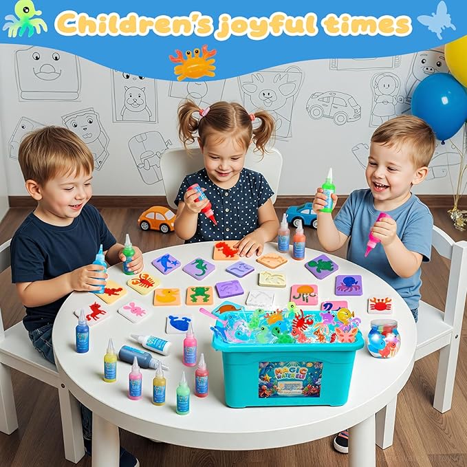 Crafts Kits Toys - Birthday Gifts for Girls & Boys 6-12, 25 Molds 20 Colors Magic Water Elf Toy Kit, Aqua Fairy Water Gel Kit for Kids, DIY Squishy Maker, Make Your Own Water Pets