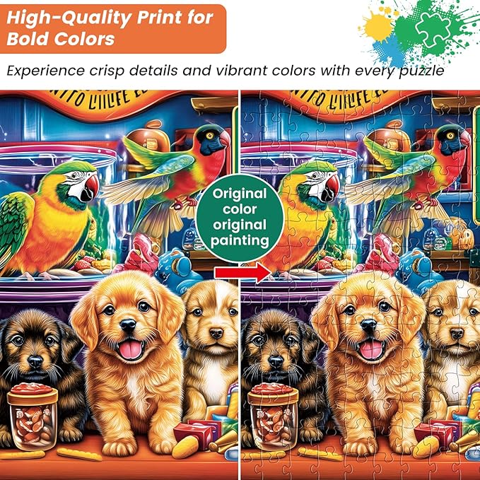 300 Piece Puzzles for Adults,Unique Fun Animal Jigsaw Puzzles 300 Piece for Adults Kids Seniors,Animal Pet Lover Puzzle for Kids Ages 8-10 10-12,Challenging Puzzles Perfect for Game Nights,20.5*15 In