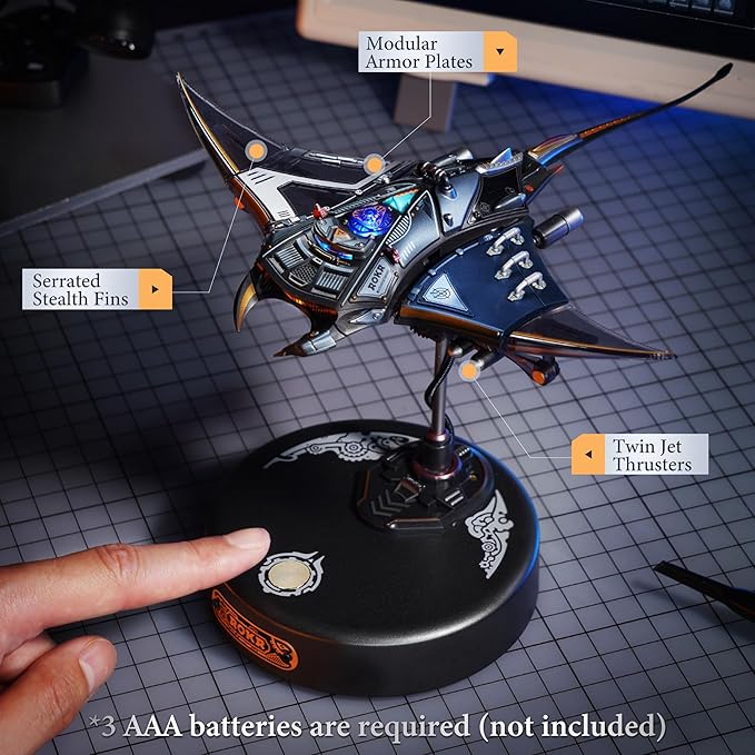 ROKR 3D Metal Puzzles for Adults, Manta Ray Mechanical, 3D Metal Model Kits for Adults to Build, Unique Electric Mechanical Toy