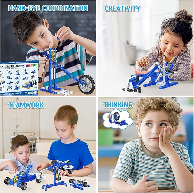 50-in-1 STEM Building Toys, 325 PCS Building Blocks Construction Engineering Kits for Kids Ages 6-12, Learn Mechanical & Physics Principles Creative Educational Birthday for Boys Girls