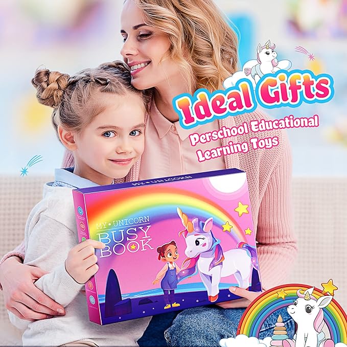 MDINGTD Kids Toys Montessori Toys for Toddlers, Unicorns Gifts for Girls Age 3-5 30 Themes Busy Book for Kids Preschool Educational Learning Toys for 3-5 Year Olds Girls Preschool Learning Activities