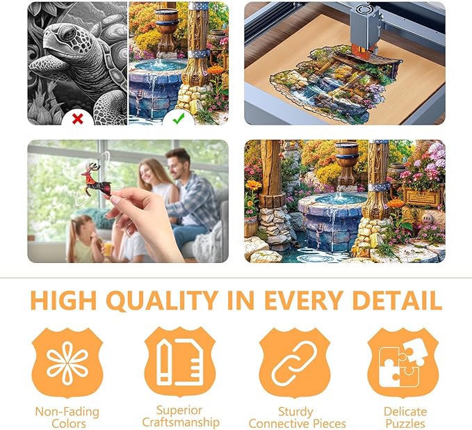 Wooden Puzzles for Adults, Springwell Garden Wood Puzzle Adult, Jigsaw Presents for Family and Friends, Wall Art Home Decor (M-11.4 * 11.2in -175 Pieces)