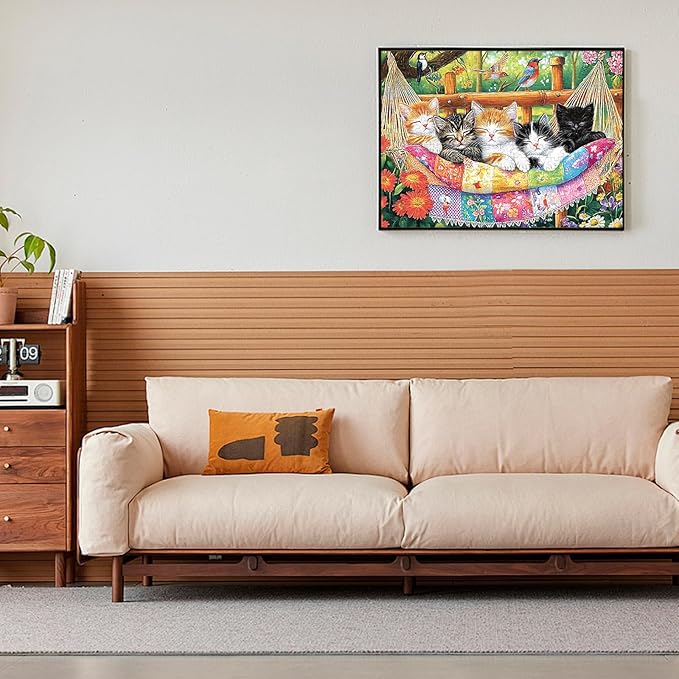 300 Piece Puzzle for Adults, Cat Birds Flower Puzzle for Adults Kids Seniors, Large Piece Animals Puzzles for Kids Ages 8-10 10-12, Challenging Puzzles Perfect for Game Nights, 20.5 * 15 in