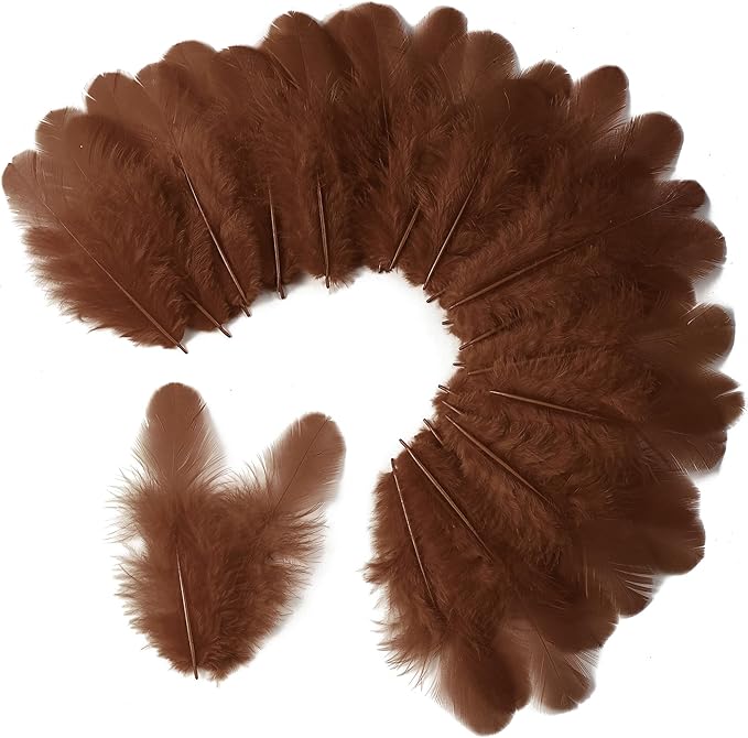 Soarer 300pcs Brown Feathers for Crafts - 3-5inch Craft Feathers Bulk for Wedding Home Party, Dream Catcher Supplies and DIY Crafts(Brown)