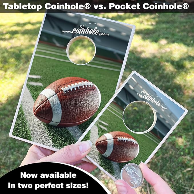 Coinhole Desktop Coin Bouncing Party Game Set | Tabletop Cornhole Board Game | Small Cornhole Travel Game Includes Coins