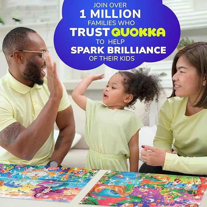 QUOKKA Puzzles for Kids Ages 4-6 – 4-Pack 60-Piece Puzzles for Kids – Fairy Tale Jigsaw Puzzle Set with Princess – Quiet Time Toys for Preschoolers – FSC Certified Learning Toy – Gift for 5 Year Olds