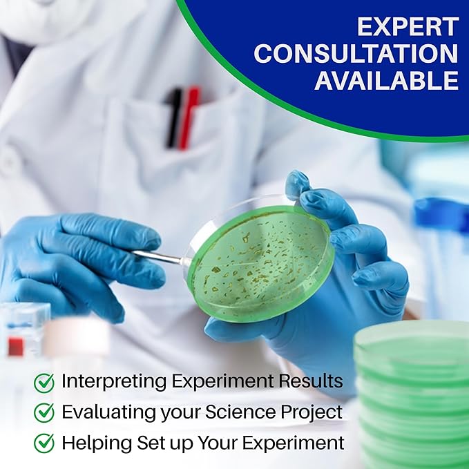 Evviva Sciences Nutrient Agar Petri Dishes Science Project Kit, Pre-Poured Agar Plates for Science Experiments, with Experiment eBook (Green)