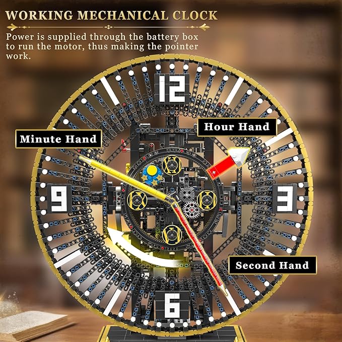 Mould King Cyberpunk Grand Clock Building Blocks Set, 3675+ Pcs Real-Time Clock Model Kit with Mechanical Gears, App Control Electric Building Model Kit, Creative Gift Toys for Adults Teens