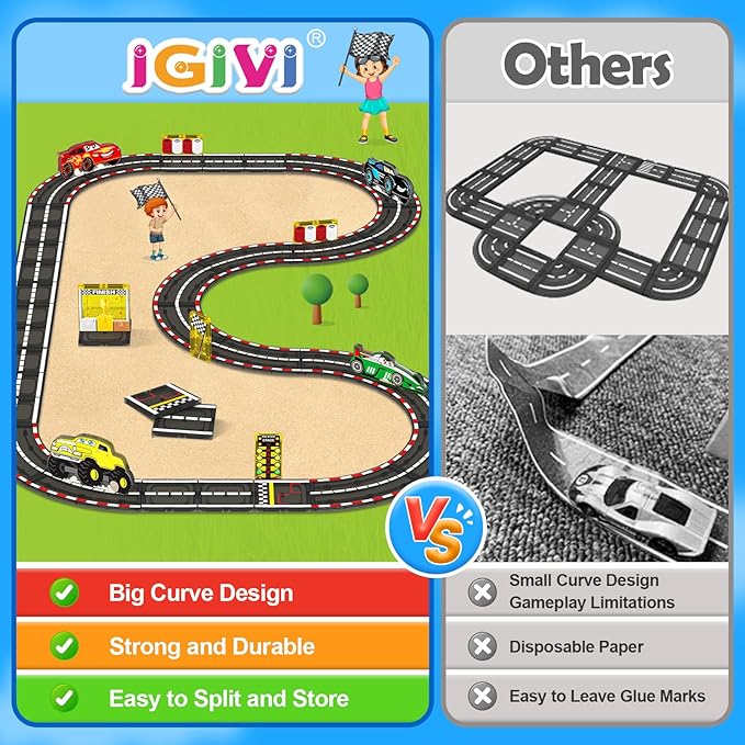Magnetic Tiles Racing Track & Road Expansion Set with Magnet Car, Magnetic Block Building Toys Games for Toddler Kids, STEM Montessori Toys for 3+ Year Old Boys & Girls, Car Lovers Must Haves