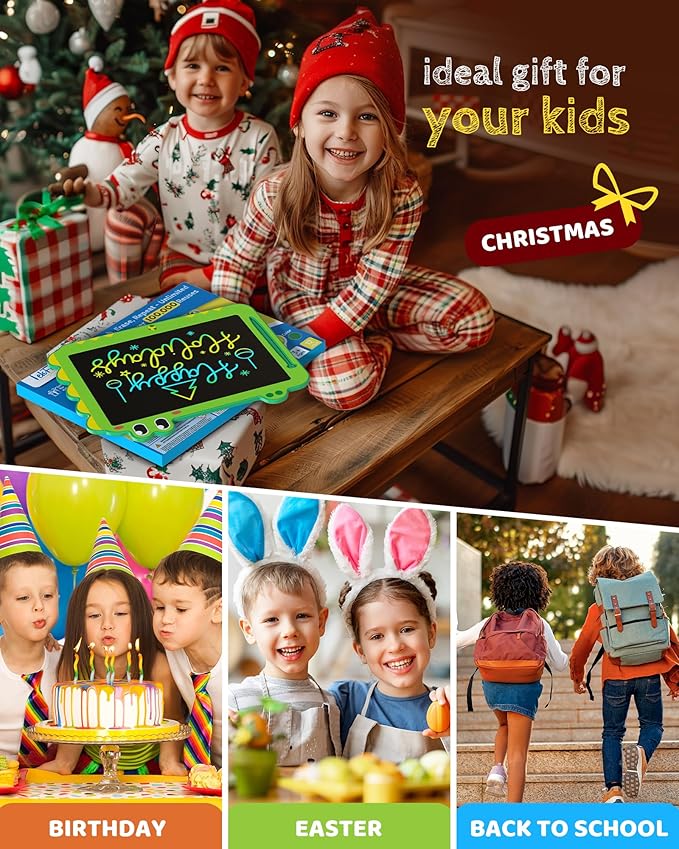 TEKFUN LCD Writing Tablet for Kids, 12 Inch Doodle Board for Toddler, Colorful Drawing Tablet, Reusable Electronic Pads Educational and Learning Toys Gifts for 3-13 Years Old Boys and Girls (Green)