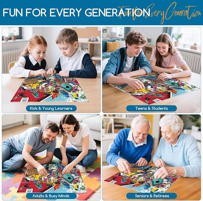 300 Piece Puzzles for Adults, Morning Garden Birds Puzzle for Adults Kids Seniors,Large Piece Backyard Fence Bike Puzzle for Kids 8-10 10-12,Spring Gathering Puzzles Perfect for Game Nights,20.5x15 in