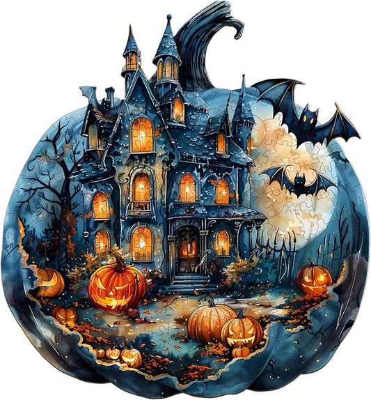 Jigfoxy Wooden Puzzles for Adults, Halloween Pumpkin Wood Puzzles Adult, Unique Animal Shape Wooden Jigsaw Puzzles for Adults, for Puzzle Lovers, Family (M-11.4 * 10.6in-200pcs)