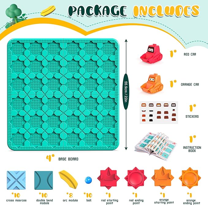 STEM Logic Road Builder Toys: Board Games Toys for 5 Year Old Kids Montessori Brain Teaser Puzzles Educational Learning Activities Toy for Kid Ages 3 4 6-8 12 Boys Girls Gifts (Blue, 50PCS)