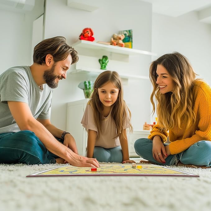 Classic Snakes and Ladders Board Game – Foldable Family Board Game with Dice & Pawns, Retro Educational Toy for Kids & Adults, Travel Portable Game Set for 2-4 Players Ages 3+