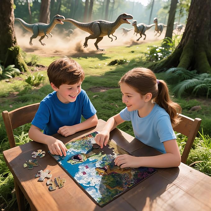 Puzzles for Kids Ages 4-6, Dinosaur Puzzle, Running Dinosaur Puzzle for Kids Ages 3-5, 48 Piece Puzzles for Kid 3 4 5 6 7 8 Year Old, Toddler Children Puzzles Educational Toys for Boys and Girls