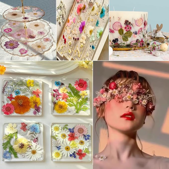 Pink Dried Pressed Flower for Resin,Real Nature Pressing Floral Leaves for DIY Craft, Mold, Jewelry Making, Candle Scrapbooking Supplies