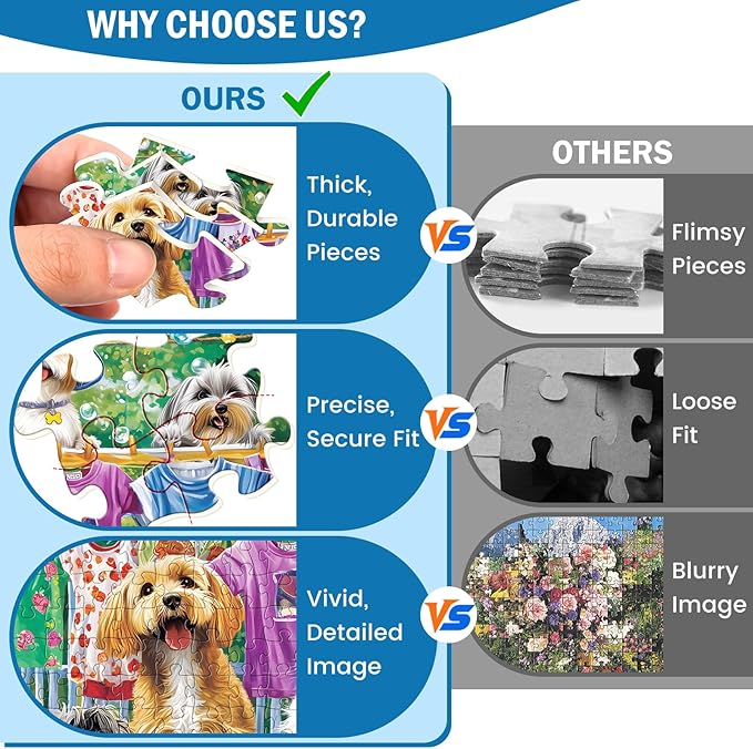 300 Piece Puzzles for Adults, Cute Dog Jigsaw Puzzle for Adults Children Elderly, Large Piece Fun Animal Puzzle for Kids Ages 8-10 10-12, Challenging Landscape Puzzles,Family Game Great Gift 20.5*15in