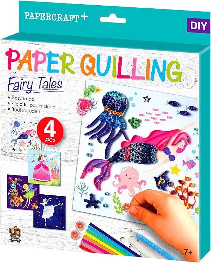C.S. Kids DIY Paper Quilling Arts & Crafts Gifts – Fairy Tales| 3D Paper Quilling Design Kits for Kids, Make Your Own Paper Art (Paper strips & tools Included)