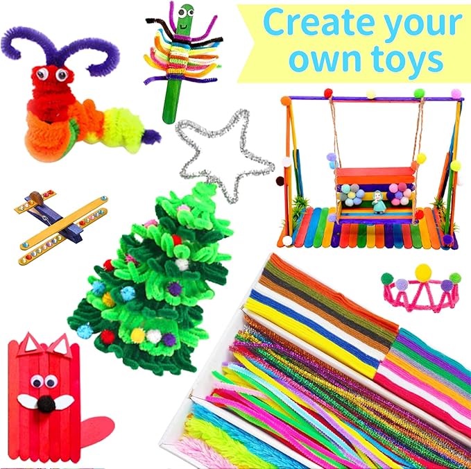 Itopstar Crafts for Kids -5000pcs+ Art Supplies Kids Art Supplies Great for School, Homeschool and Kindergarten DIY Crafting Projects-Giant Craft Box for Supplies