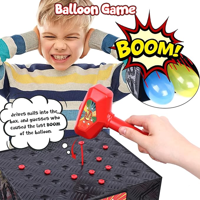 LovesTown Balloon Pop Game, Blast Box Board Games for Family Night Juegos De Mesa Birthday Gifts Party Supplies for Adults and Kids