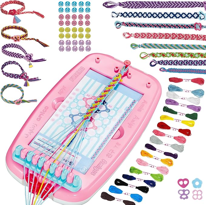 Friendship Bracelet Making Kit for Girls, Arts and Crafts for Kids Age 8-12, Christmas Birthday Gifts for Girl 7 9 11 12 Year Old, DIY Jewelry Making Kit for Girl, Friendship Bracelet Maker Tool